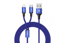 Кабель Baseus CAMLT-SU13 2-in-1 Cable Micro+Lightning 3A 1.2m Синий