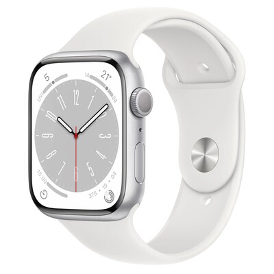 Часы Apple Watch Series 8 GPS 45mm Silver Aluminium MP6N3 R White Sport Band