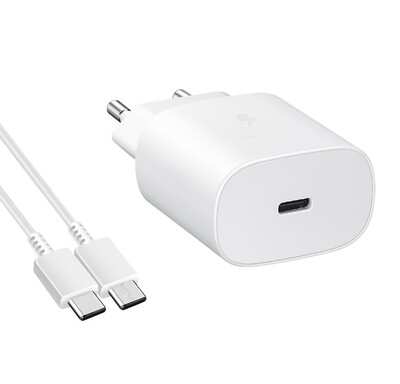 Зарядное устройство Samsung 25W USB-C + кабель USB-C/UCB-C 1 м Белый