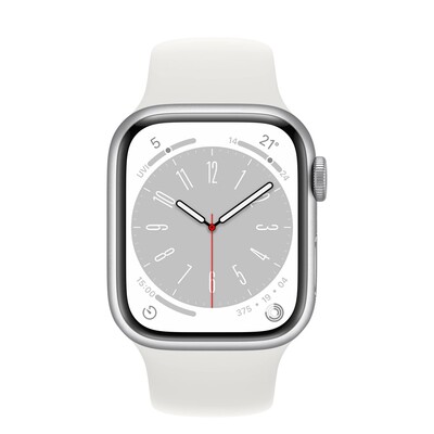 Часы Apple Watch Series 8 GPS 45mm Silver Aluminium MP6Q3 M/L White Sport Band фото 2